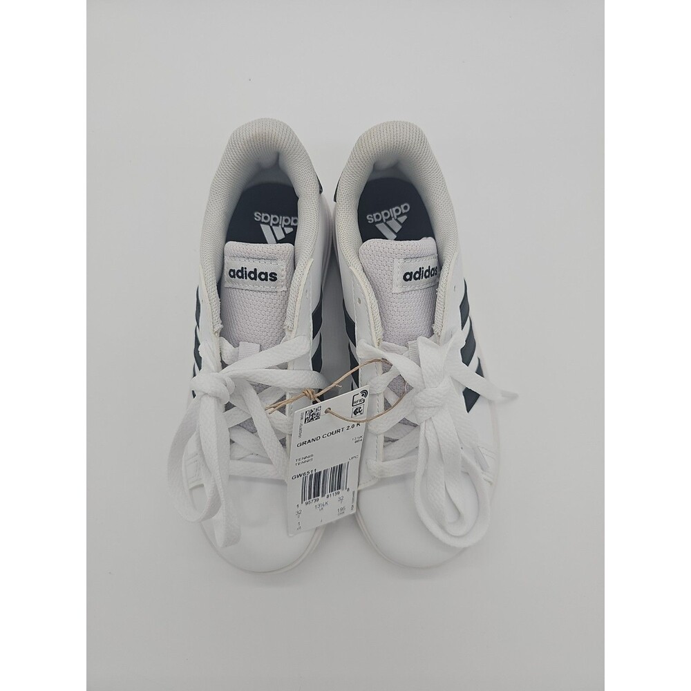 NIB Unisex Kids Size 1 Adidas Grand Court 2.0 K Shoe GW6511 Color White/Black